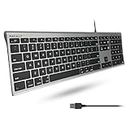 Macally Ultra-Slim USB Wired Computer Keyboard - Works Great as Both a Windows or Wired Mac Keyboard - Compatible Full Size Apple Keyboard with Numeric Keypad for Mac Mini, iMac, MacBook - Space Gray