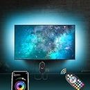 LED TV Backlights Color Changing RGB for 55'-70' TV mirror, PC, App control Sync to music, Bias lighting, 5050 LED Strips lights, USB Powered for Anddriod and iOS(4m + 1m Corner Cords)