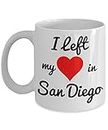 San Diego Mug - San Diego Gifts - I Left My Heart in San Diego - For the Spring Break or Summer Vacation Traveler Headed to California - Coronado, San Diego Zoo, Balboa Park