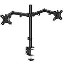 Tukzer Heavy Duty Dual LCD Monitor Desk Mount Stand with C-Clamp for 13 to 27-Inch Screen| Height Adjustable Arm Mount, Swivel & Tilt Support, Articulating Stand with Universal Vesa Plates (Black)