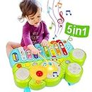 Baby Musical Toys 3 in 1 Piano Keyboard Xylophone Drum Set for 1 Year Old Girls Boys Toys Age 2 Music Instrument Learning Toys for Toddlers 1-3 Easter Gifts Infant Baby Toys 6 9 12 18 24 Month Old