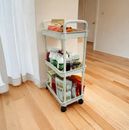3-Tier Utility Cart Wheels Handle Kitchen Rolling Cart Organizer Rolling Storage
