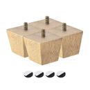Furniture Legs, 2 Inch(50mm) Set of 4 Square Solid Wood Couch Legs