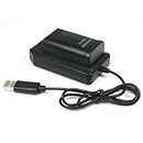 OSTENT USB Charger Dock Station + Rechargeable Battery Compatible for Microsoft Xbox 360 Wireless Controller Color Black