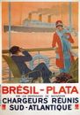 84504 Vintage Chargeurs Reunis Bresil Plata Cruise Wall Print Poster AU