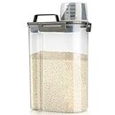 Viretec Rice Storage Container, 3 to 5Lbs Dry Food Airtight Container, Pet Dog Cat Food Canister, BPA Free Clear Plastic Kitchen and Pantry Organization Bin for Oatmeal, Grain, Cereal, Pasta, Flour