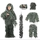 Tarnanzug Dschungel Ghillie Suit, Wald Ghillie Suit, 3D Atmungsaktives Taktisches, Tarnkleidung Jagd Paintball Airsoft Sniper Camouflage Set 4-Teilig für Kind Und Erwachsene A,150
