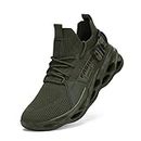 Nihaoya Men Athletic Walking Running Tennis Shoes Fashion Sneakers, Army Green, 9.5