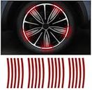 CARIZO 3D Reflective Wheel Tire Rims Stripes Stickers (Pack of 20, Red) Decals Exterior Accessories Compatible with Kia Seltos