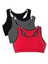 Fruit of the Loom Women's Built Up Tank Style Sports Bra, RED HOT W.BLK/Charcoal/Black, 38