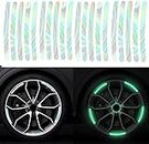 CARIZO 3D Reflective Wheel Tire Rims Stripes Stickers (Pack of 20, Holographic) Decals Exterior Accessories Compatible with Maruti Suzuki Vitara Brezza (2016-2020)