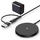 UNIGEN MAGTEC 100 Magnetic Wireless Charger [with Adapter] Compatible with Mag-Safe | 15W Fast Comaptile with iPhone 15/14/13/12 Series and All Qi-Enabled Devices (Black AD)