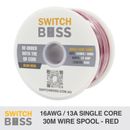 RED 16 AWG 13A Single Core Wire Cable Spool 12v 24v Automotive Marine Van 30m