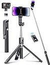 ANXRE 50" Selfie Stick Tripod with Remote, Portable Travel Selfie Stick Tripod, Wireless Selfie Stick Phone Tripod Stand for Cell Phone Compatible with 4-7" iPhone Samsung Android Smartphones (Black)