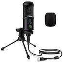Veetop USB Microphone Metal Computer Condenser PC Mic for Gaming Podcasting Streaming Recording Voiceover YouTube Skype Twitch Zoom Cardioid with Tripod Compatible with Desktop Laptop Windows MacOS