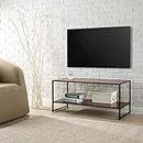 Zinus Garrison Mobile Porta TV - Supporto TV con ripiano 101x43x45 cm - Venatura del legno con supporto in metallo - Nero