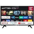 Antteq AV32 Smart TV 32 Pouces (80 cm) Téléviseur avec Netflix, Prime Video, Disney+, Youtube, Rakuten TV, WiFi, Triple-Tuner DVB-T2 / S2 / C, Dolby Audio