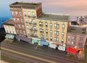 N Scale Buildings - Downtown apartments with shops  Cardstock kit set CN016