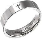 SHAREMORE Personalized Cross Ring Engraved Stainless Steel Simple Band for Men Women, Religions Gift
