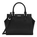 Miraggio Cleo Solid Black Handbag for Women with Adjustable & Detachable Crossbody/Sling Strap