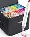 160 Color Alcohol Art Markers Set, Ohuhu Dual Tips (Fine & Chisel) Coloring Permanent Marker Pens for Teens, Alcohol-based Drawing Markers for Sketch Adult Coloring Pen Gift Idea