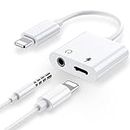 iPhone Headphone Adapter and Charging [Apple MFi Certified] 2 in 1 Lightning to 3.5 mm Jack Aux Audio Earphone Cable Connector Dongle Splitter Compatible with iPhone 14/14 Plus/13/12/11/XS/XR/X 8/iPad
