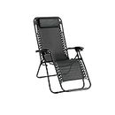 Straame Garden | Zero Gravity Chair | Set of 1 | Heavy Duty Textoline | Outdoor & Garden Sunloungers | Reclining & Folding Chair with Headrest Pillow (Black, Premium)