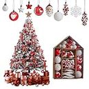 Christmas Tree Ornament Set, 70-Pack Shatterproof Assorted with Hanging Rope for Xmas Decorations Home Party, Holiday Wedding, Includes Santa Claus, Snowflakes, Candies, Etc.