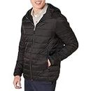 Amazon Essentials Men's Lightweight Water-Resistant Packable Hooded Puffer Jacket, Black, XL