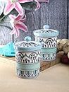 The Royal Crown Blue Hand-made Ceramic 6 Inch 750 ml Jars Set of 2