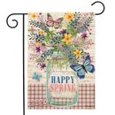 Happy Spring Mason Jar Floral Garden Flag 12.5" x 18" Briarwood Lane