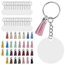 Acrylic Keychain Blanks, Complete Tools DIY Keychain Smooth Round Safe Acrylic with Split Rings Tassels for DIY Craft for Gifts