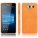 Telefono Caso per Microsoft Lumia 950 Custodia PU Coccodrillo Pelle Copertura Back Case Cover (Giallo)