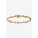 Women's Round Diamond Accent S-Link Tennis Bracelet Yellow Gold-Plated 7.5" Jewelry by PalmBeach Jewelry in Diamond