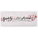 Black 0.1 x 19 x 47 in Kitchen Mat - East Urban Home Inspirational Phrase Family Is Forever Hand Writing Hearts Pale Coffee Hot Pink Kitchen Mat, | Wayfair