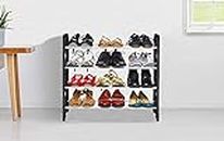 Bikart Bybugy ® Shoe Rack Organizer Iron and Plastic Multipurpose Foldable 4 Shelves Cabinet, Black (Iron and Plastic)