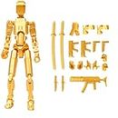 2024 T13 Action Figure, Multi Jointed Movable Action Figure, Lucky Titan 13 Action Figure, PVC Model Full Body Activity Includes Hand Movements and Weapons, Desktop Decorations Game Gifts (Gold)
