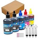 CISinks Standard Universal Black Refill Ink - 500 ml (16.9 oz) Dye-Based Ink for All Printers B, B, Y, M, C + Refill Tool Kits Blunt Injectors