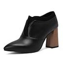 Makmeoyw Women's Block Heel Slip on Loafer Pointed Closed Toe Pumps Elegant Mary Jane Black Wedding Office Dressy Spring Vintage Court Shoes Size 13