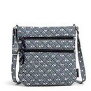 Vera Bradley Cotton Triple Zip Hipster Crossbody Purse, Bees Navy - Recycled Cotton, One size