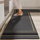 Clefairy Anti Fatigue Kitchen Rug Sets 2 Piece Non Slip Kitchen Mats for Floor Cushioned Kitchen Rugs and Mats Waterproof Comfort Standing Mat Runner for Kitchen,Home Office,Sink,Laundry (Line MAT)