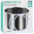 Inner Pot for Instant Pot 6 Qt, with 2-Pack 100% Silicone Sealing Ring Replacement Pot for InstaPot Cooking Pot Stainless Steel (Equivalent to IP-POT-SS304-60) Nonstick Pot for IP-DUO, LUX, CSG 6Qt