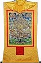 Karma Kagyu auf Zufluchtsbaum, Kamtsang Kagyu, Gyalwa Karmapa, tibetische Thangka-Malerei, Buddha-Wandteppich mit Schriftrolle (Farbe: Blau, Größe: klein 35 cm x 27 cm). (Color : Unique Colour, Size