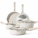 CAROTE Pots and Pans Set Nonstick, Granite Induction Kitchen Cookware Sets, 8 Pcs Non Stick Cooking Set w/Frying Pans & Saucepans(PFOS, PFOA Free)