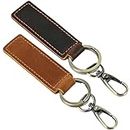 HGOCAHUZI 2 Pcs Leather Car Keychain Vintage Key Chains Universal Car Keyring Holder with 2 Keychains 1 Press-type Keychain for Men and Women