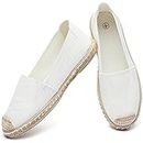 Eydram Women's Flats Shoes,Breathable Loafers for Women,Black and White Slip on Shoes,Lightweight and Soft(White.US8)