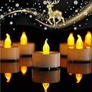 Jialine12 Pack Realistic and Bright Flickering Battery Operated Flameless LED Tea Lights Candles, 200+ tealights Electric Fake Candles for Halloween Weddings Festivals Decoration in Warm Yellow