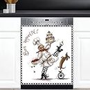 Happy Chef Dishwasher Magnet for Appliances Front Panel Cover Sticker,French Chef Dishwasher Door Cover,White Magnetic Decal for Dishwasher Refrigerator Vintage Kitchen Decor 23x17inch