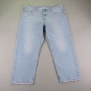 Levis Jeans Womens Plus Size 18W Blue Denim 501 Button Fly Light Wash Whisker ^