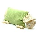 Myminibaby Soft 100% Cotton Muslin Sleep Aid, Cushioned and Cased Baby Comforters, Sheep Shaped Baby and Kids Pillow, Baby Sleeping Toy, 36L x 18W x 3H CM (Green)